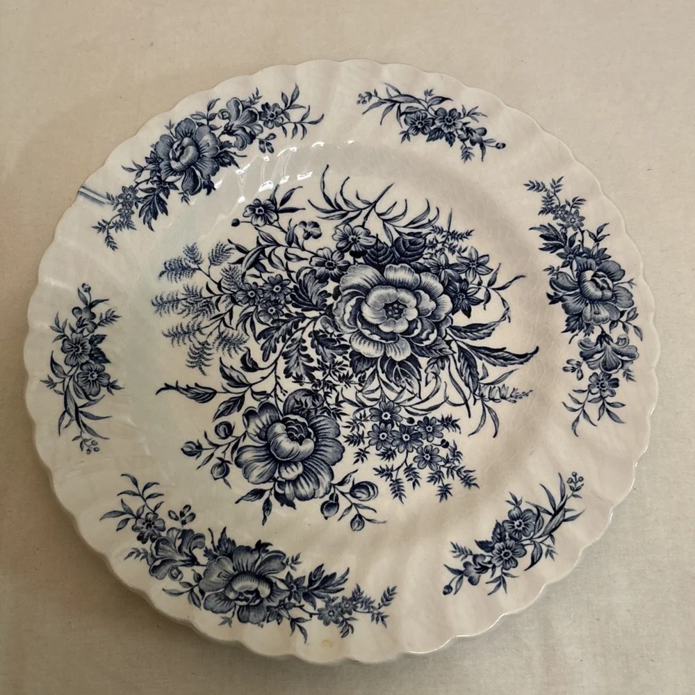 Staffordshire Beacon Hill by British Anchor Blue Salad Plates 8” - Set of 4